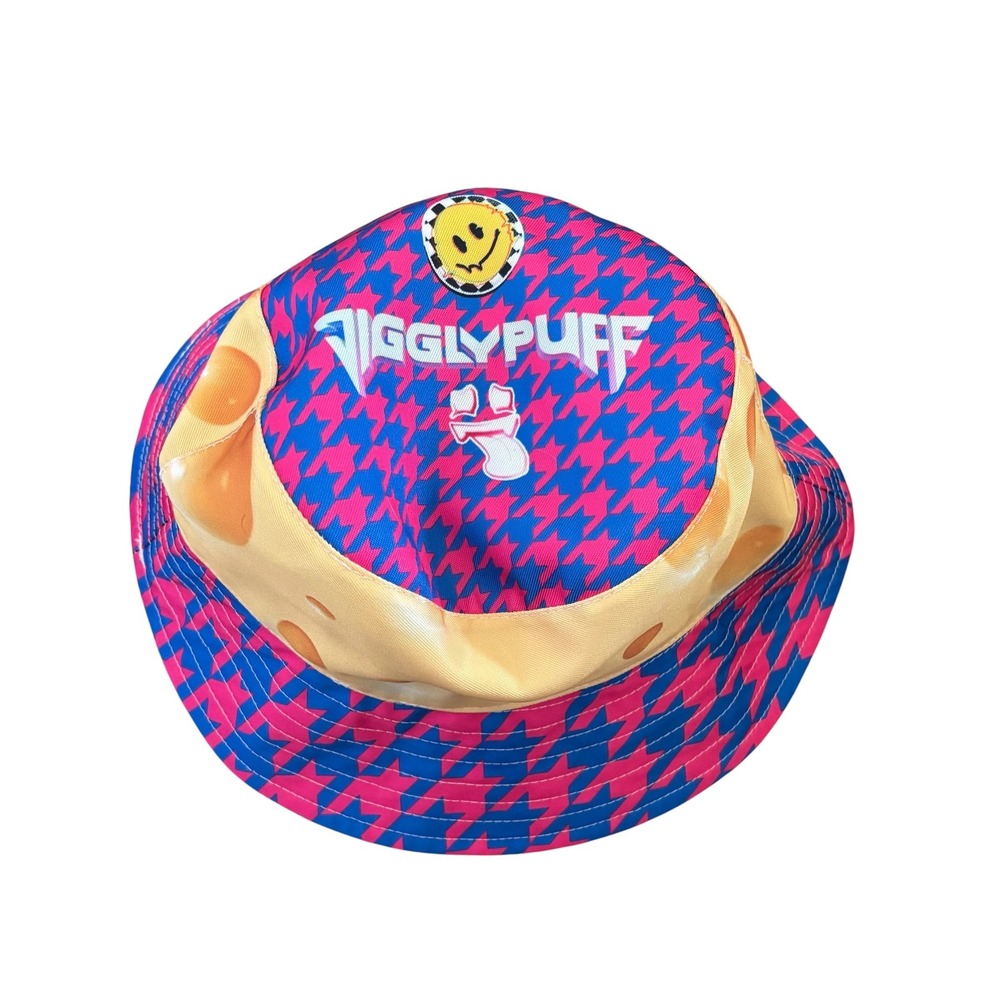 Pokemon‎ Jigglypuff Bucket Hat Pink Blue Houndstooth Cheese Print Streetwear Hat